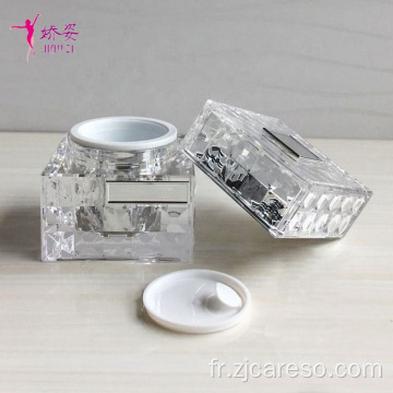 Pot acrylique en cristal de forme carrée de luxe